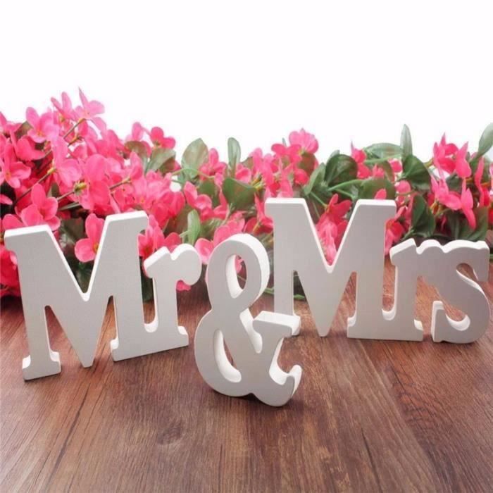 Activité-Signes de mariage Lettres Mr Mrs Table De Fête Mariage Décoration - Blanc