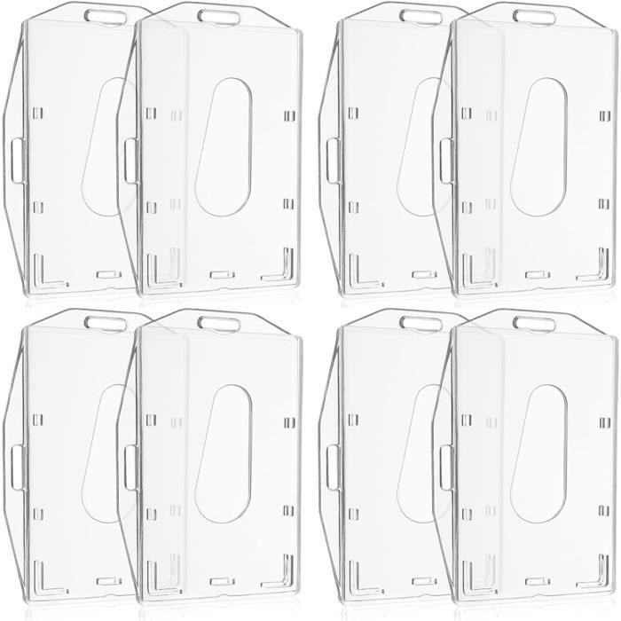 3 Porte-Badges Transparents PVC Rigide - Vertical/Horizontal - Pour Badges, Cartes, Clés - 10x6.5cm