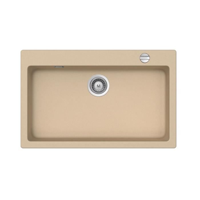 Evier Granit Beige Schock Lokti 1 Bac 790x500 Cuisissimo Achat Vente Evier De Cuisine Evier Granit Beige Schock Cdiscount