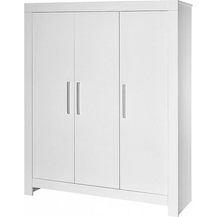 armoire bébé - schardt - nordic white - 3 portes - bois massif - blanc