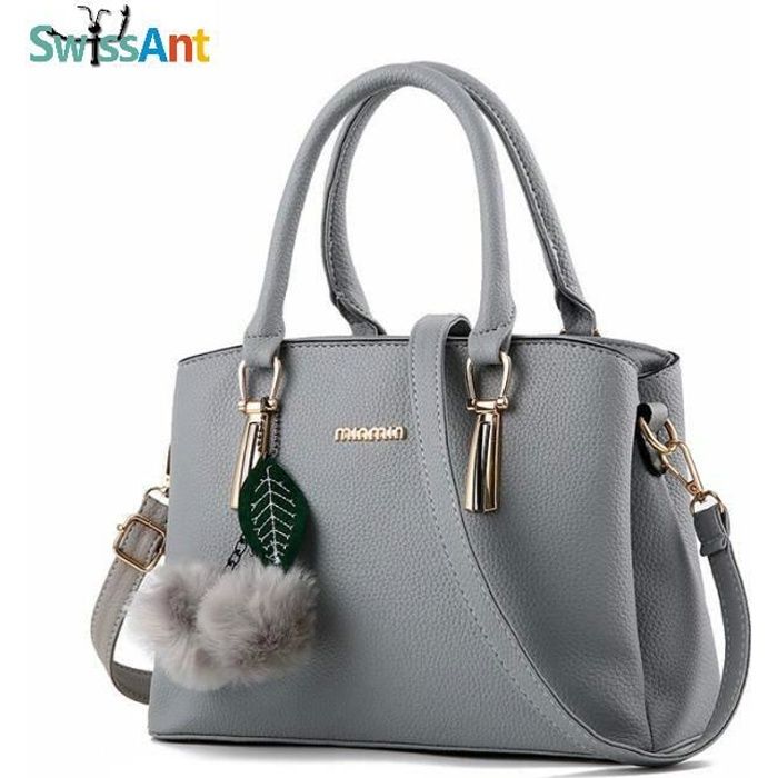 SWISSANT® Sac à Main Femme Gris Sac à Bandoulière en PU Cuir Sac avec Boules  Elégant Grande Capacité - Achat / Vente SWISSANT® Sac à Main Femme -  Cdiscount