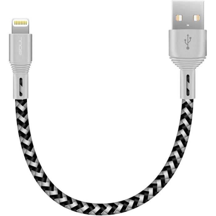 Câble usb-c vers lightning court [certifié apple mfi], câble nylon tressé  de charge rapide pd compatible avec iphone 12 11 x 8 ( - Cdiscount  Téléphonie