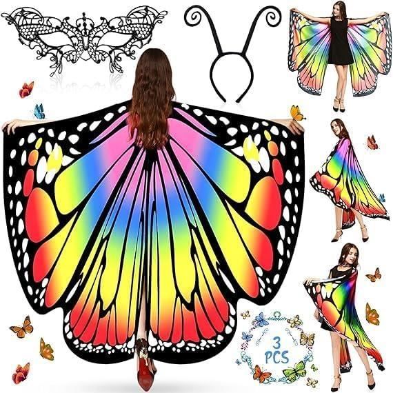 Déguisement Ailes Papillon Adulte - Cape Avec Masque Et Bandeau