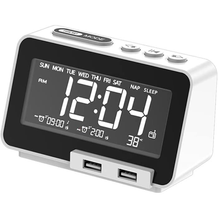 ANJANK Réveil Radio avec Haut-Parleur Bluetooth, 2 Haut-Parleurs Hi-FI