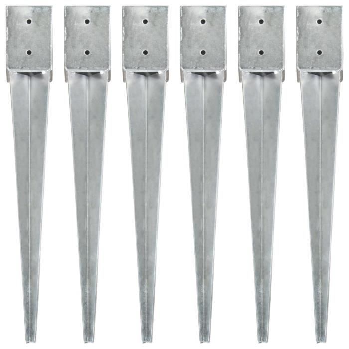 vidaXL Piquets au sol 6 pcs Acier galvanisé