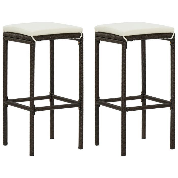 vidaXL 2x Tabourets de Bar avec Coussins Sièges de Comptoir Tabourets de Bistrot Pub Salle à Manger Restaurant Marron Résine 313439