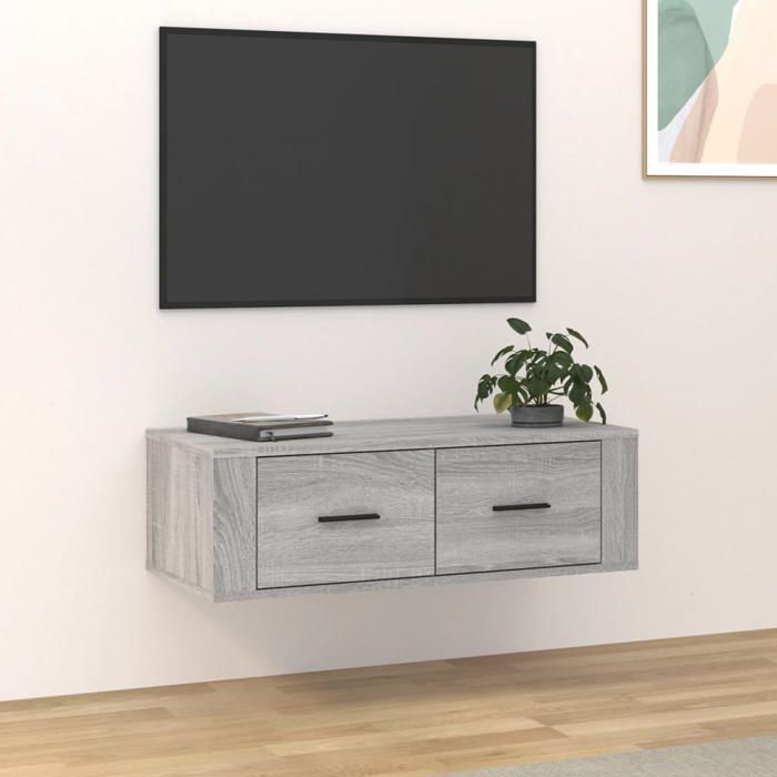 816838 vidaXL Armoire TV suspendue Sonoma gris 80x36x25 cm Bois dingénierie