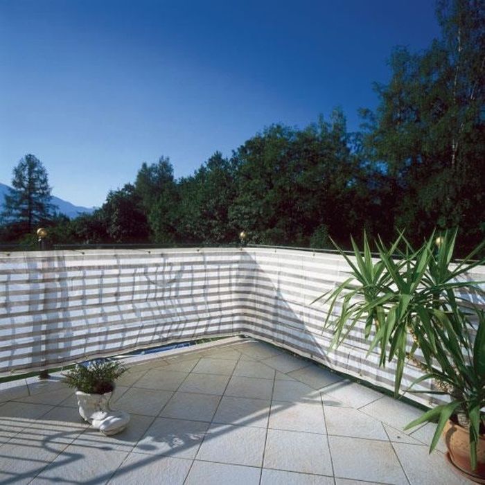 Brise vue bicolore pour balcon 85% occultant - WINDHAGER - SYLT-Gris/Blanc - HDPE - 0.9 x 5 m