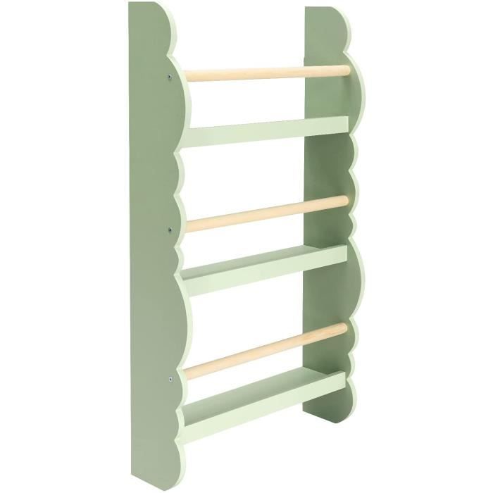 WOLTU Bibliothèque enfant en Bois MDF à 3 Niveaux 42.5x14.5x80cm Vert + Chêne clair
