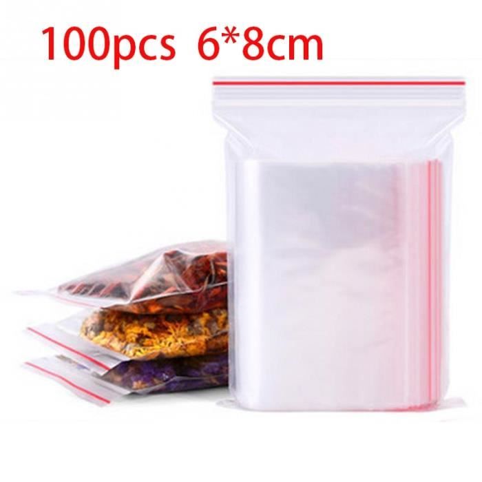 100 Sachets Refermable Zip Transparent, Pochons Zip Holographique, Sachets Mylar Avec Trou De