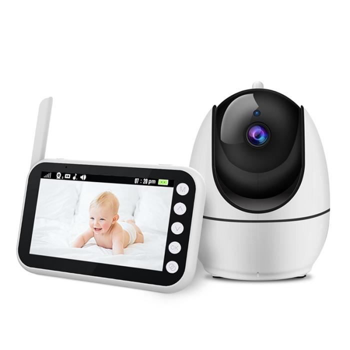 Vision Nocturne VOX et berceuses Moniteur pour bébé de 5,0 Pouces avec caméra caméra de vidéo Surveillance pour babyphone avec Fonction d'interphone bidirectionnel télécommandé 