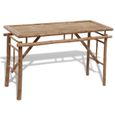 Ensemble de jardin - JILL - Table avec 2 bancs en bambou - Pliable et portable - Marron-1