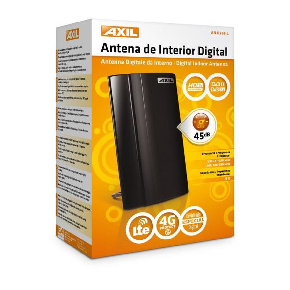 ANTENNE INTERIEURE TNT NOIRE 45dB 4G LTE AXIL - antenne rateau, avis et  prix pas cher - Cdiscount