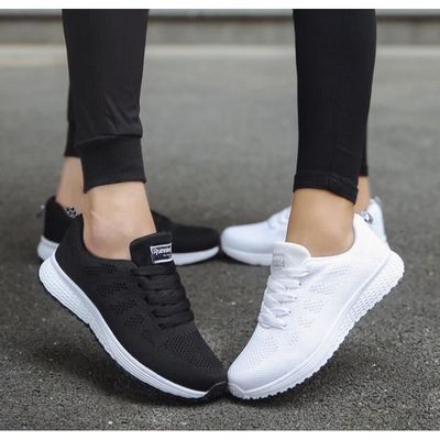 Baskets Femme Casual Blanc ECELEN Respirantes Lacets Plates