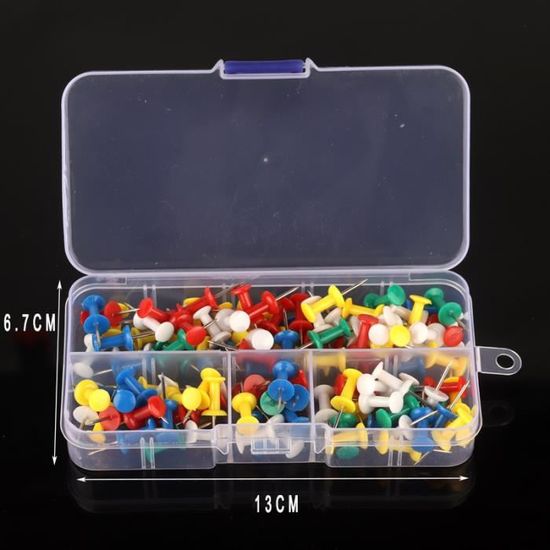Punaises Multicolores – 600 Pièces – Têtes En Plastique Transparent, Pointes En Acier – Pour Tableau Liège Et Affichage – 6 Couleurs