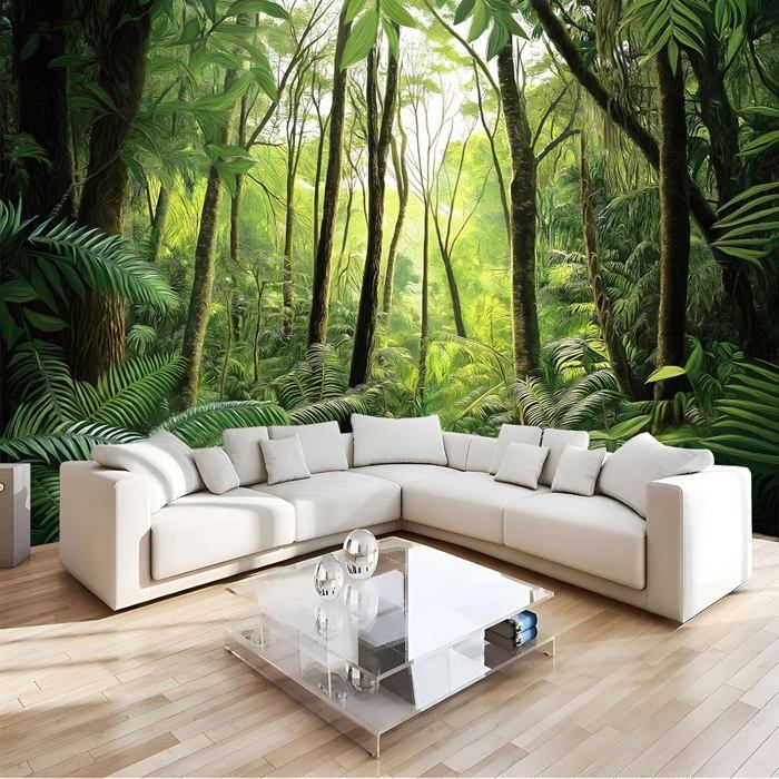 Papier Peint Panoramique Jungle Tropicale 350x256cm Poster Geant Mural ...