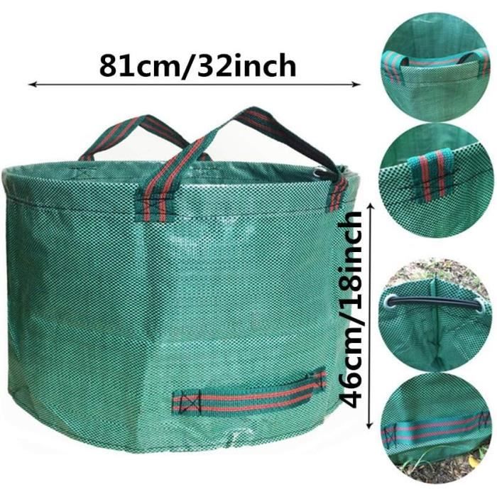 Sacs Déchets Jardin 2x250L IWTTWY - PP Robuste, étanche Avec Poignées, Réutilisables