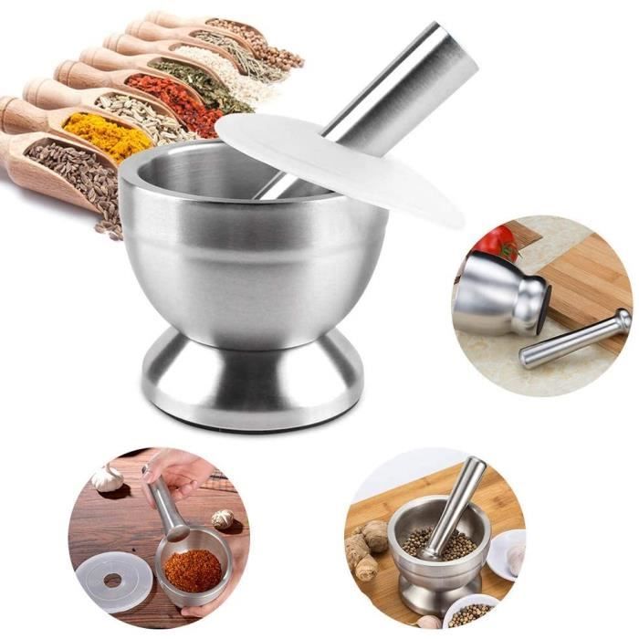 JZK Mortier Et Pilon Eois - Broyeur à épices Et Herbes - Hachoir à Ail Pour Poivre Oignon Piment