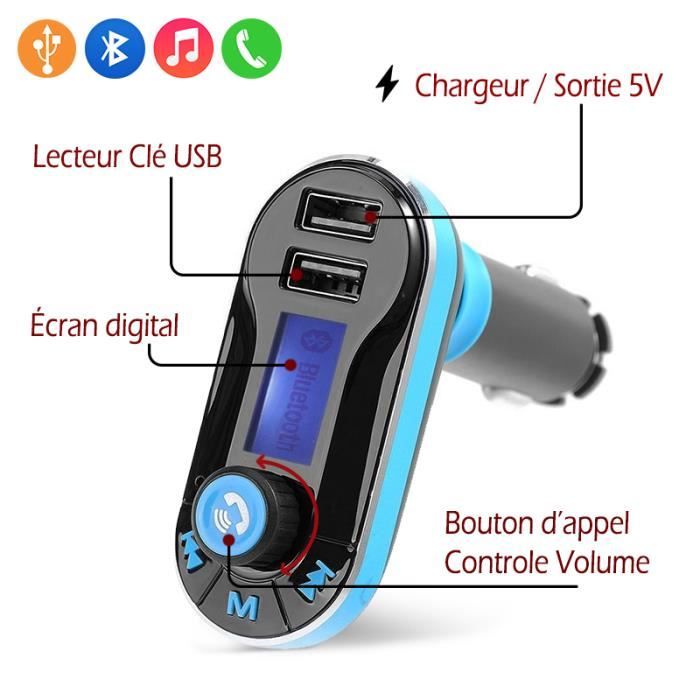 Kit Main Libre Voiture Connexion Bluetooth et Chargeur Dual USB Smartphone  - Achat / Vente kit bluetooth téléphone Kit Main Libre Voiture Conn -  Cdiscount