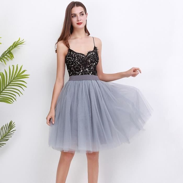 Jupe en mousseline de soie pour femmes tutu en couches taille haute longueur aux genoux khaki F9933 Blanc Cdiscount Pret a Porter