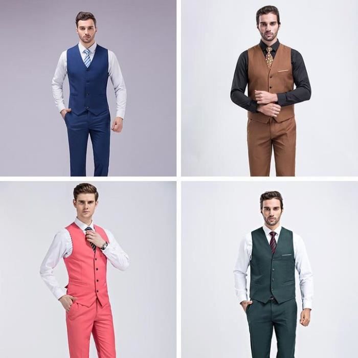 Gilet de Costume Homme Couleur unie Slim Fit Classiques d affaires Grande Taille Slim Fit Noir Cdiscount Pret a Porter