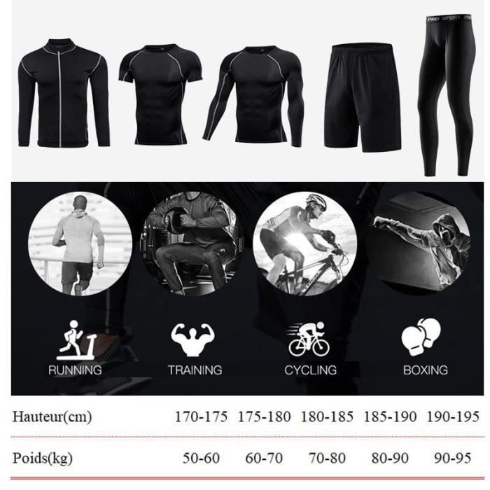 Ensemble de Vêtement Sport Homme - Fitness Running - 5 Pièces