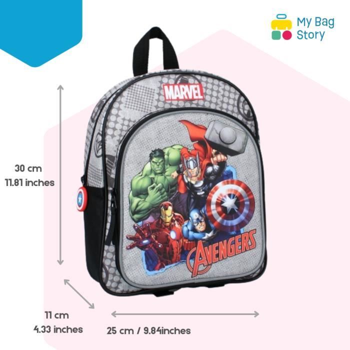 Mybagstory Sac dos Avengers Gris Enfant Ecole Cr che
