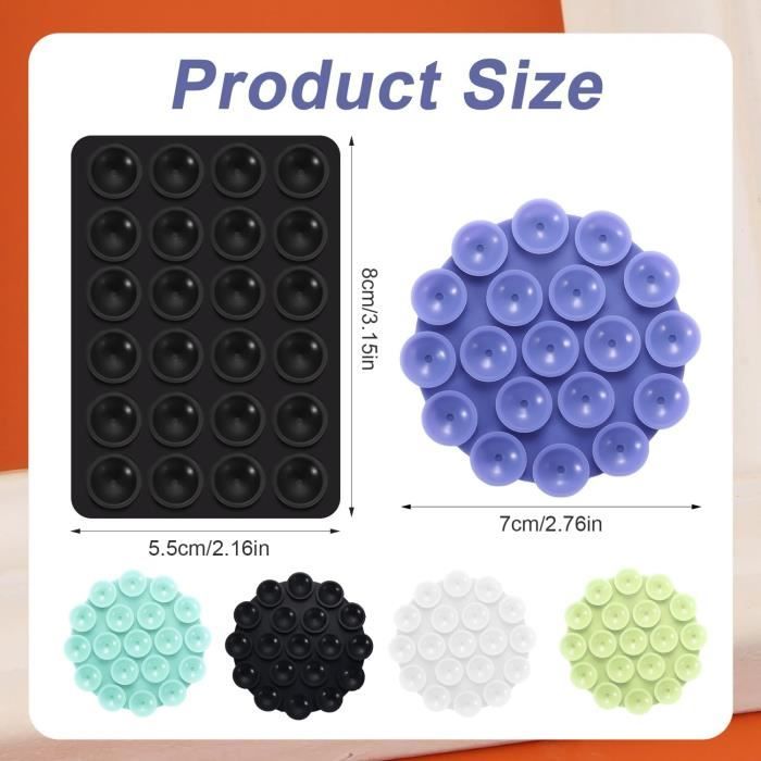 4 Ventouses En Silicone Double Face Pour Téléphone - Fixation Solide Miroir/voiture - Mains Libres Selfie - 5