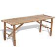 Ensemble de jardin - JILL - Table avec 2 bancs en bambou - Pliable et portable - Marron-2