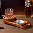 Cendrier agrave cigares avec plateau en verre agrave whisky et portecigares cendrier en bois fente pour tenir le cigare repos[2222]-2
