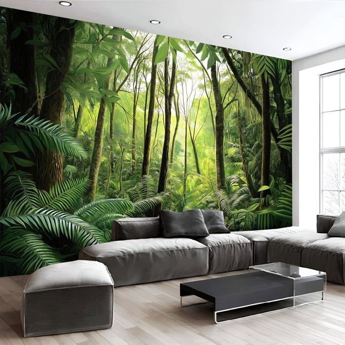 Papier Peint Panoramique Jungle Tropicale 350x256cm Poster Geant Mural ...