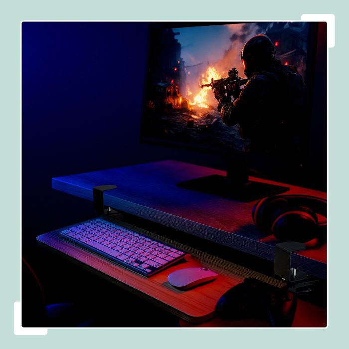 Relaxdays Support Rabattable Pour Clavier Ou Souris - Plateau 65 X 24 Cm Nature - Montage Facile Sans Perçage