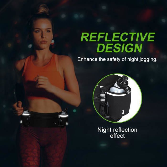 Simpeak Ceinture Running avec Sac pour Bouteille d'eau et Bande Réfléchissante Ceinture de Course avec Trou Écouteurs, Sacs Bananes de Sport Réglable pour Jogging Escalade Fitness, Unisexe Simpeak Ceinture Running avec Sac pour Bouteille d'eau et Bande Réfléchissante Ceinture de Course avec Trou Écouteurs, Sacs Bananes de Sport Réglable pour Jogging Escalade Fitness, Unisexe