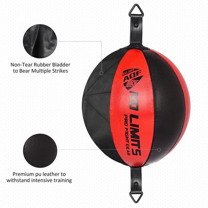 Farabi Sports - Ballon De Vitesse Double Extrémité En Cuir - Sac De Frappe Boxe/MMA - Entraînement Réflexes Et Endurance