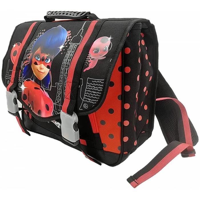Cartable Miraculous Ladybug 38 cm Noir rouge et bleu Cdiscount Bagagerie Maroquinerie