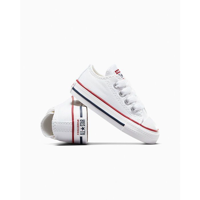 Basket blanche pour bebe CONVERSE All Star Tige basse en toile Fermeture lacets Semelle caoutchouc Blanc Cdiscount Chaussures