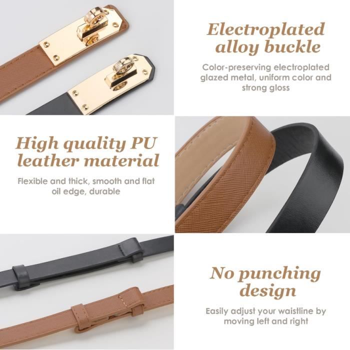 2 Pieces Ceinture Fine Femme Femme Ceintures en Cuir Reglable Ceinture Fine Elegantes Ceinture Femme Fine Reglable Ceinture en Couleur comme image Cdiscount Pret a Porter