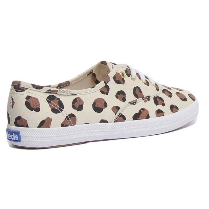 Chaussures plates à lacets pour femmes en léopard KEDS Champion  Canvas Lacets Léopard