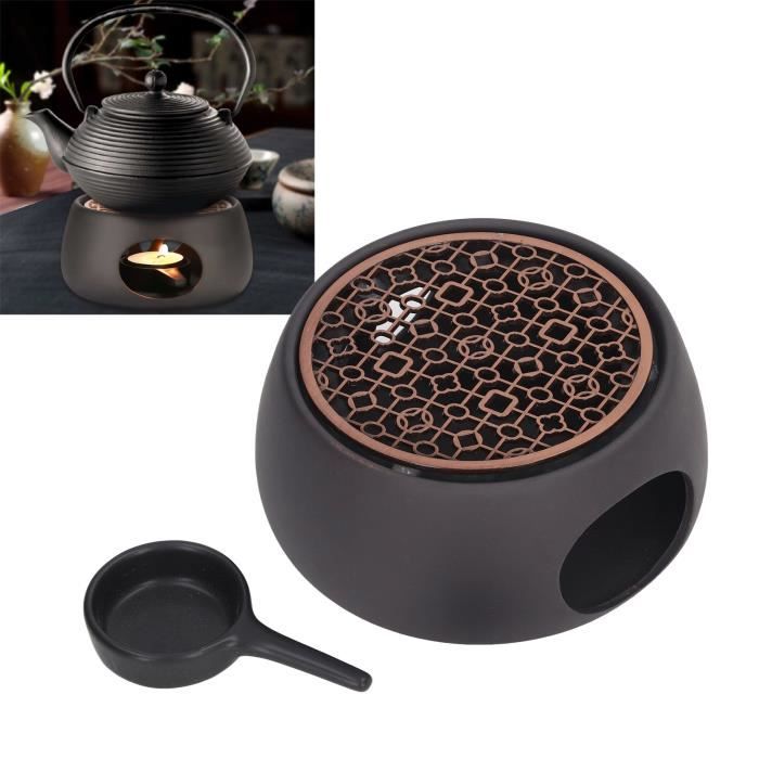 Chauffe-théière - OMABETA - Céramique - Multifonctionnel - Design élégant - Support en fer gris - Maison
