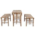 Ensemble de jardin - JILL - Table avec 2 bancs en bambou - Pliable et portable - Marron-3