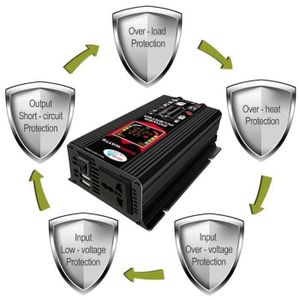 Yinleader Converter 12 V 220 V zuivere sinus 4000 W/8000 W LCD spanningsomvormer | 4 USB (met afstandsbediening Yinleader Converter 12 V 220 V zuivere sinus 4000 W/8000 W LCD spanningsomvormer | 4 USB (met afstandsbediening