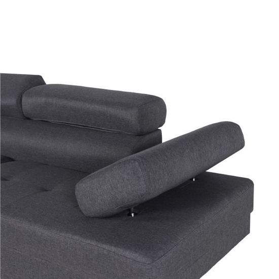 canape d angle gauche avec tetieres relevables charly tissu gris cdiscount maison
