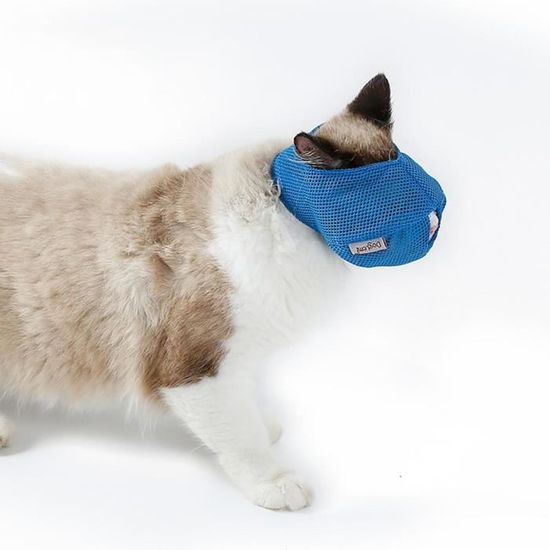 Museliere Pour Chat En Tissu De Polyester Masque Anti Bouchees Ajustable Pour Chat Chien Maison L Bleu Cuticate Cdiscount
