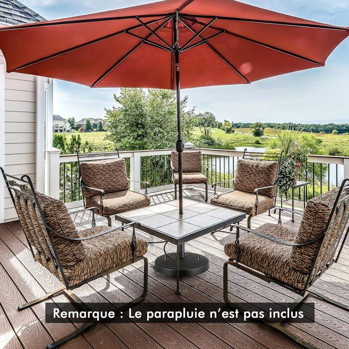 Pied De Parasol Carré En Métal - Support Lourd Rotatif Pour Jardins, Terrasses, Plage - Compatible 41/49mm