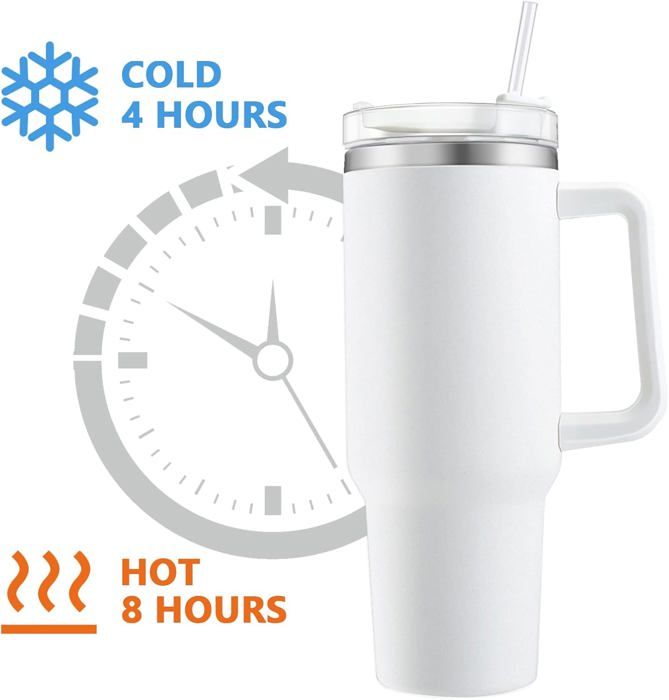 Onezebra 40oz Gobelet de voyage Tasse à café à paroi double isolée sous vide acier inoxydable avec paille et couvercle,tasse isotherme pour garder les boissons froides et chaudes Curry