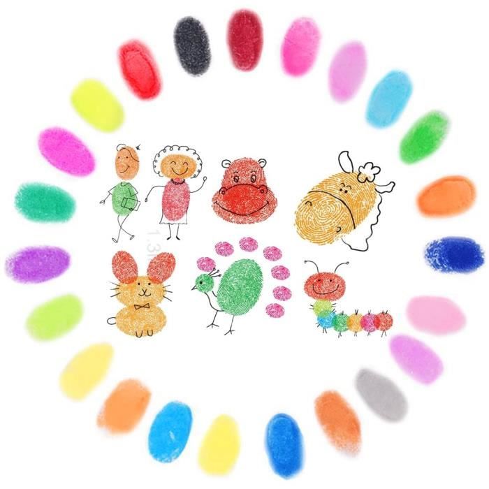 24 Couleurs Lavable Tampons Encreurs pour Enfants, D'empreintes Digitales  Rainbow Couleur Craft Ensemble de Tampon Encreur pour Tamp - Cdiscount  Beaux-Arts et Loisirs créatifs