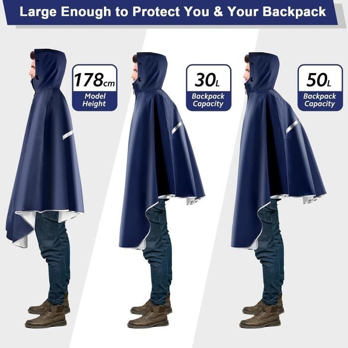 Poncho De Pluie Velo Cape De Pluie Velo Femmes Hommes Poncho De Velo Impermeable Avec Capuche Veste De Pluie Legere Pour V H318 Bleu Cdiscount Pret a Porter