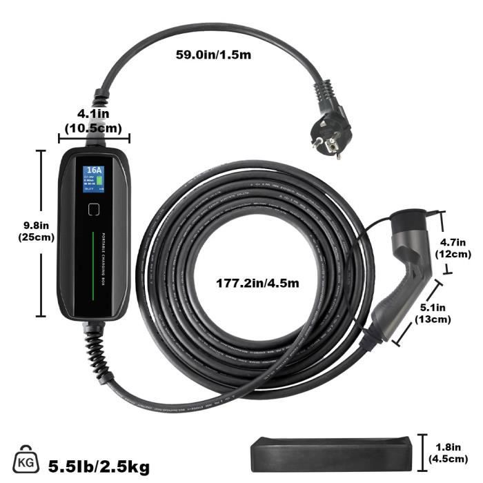 BESEN Chargeur portable - Type1 - réglable 10A / 16A - Câble 6m