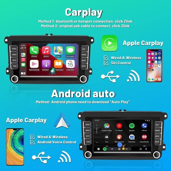 Autoradio GPS tactile Bluetooth Android & Apple Carplay VW Golf 5