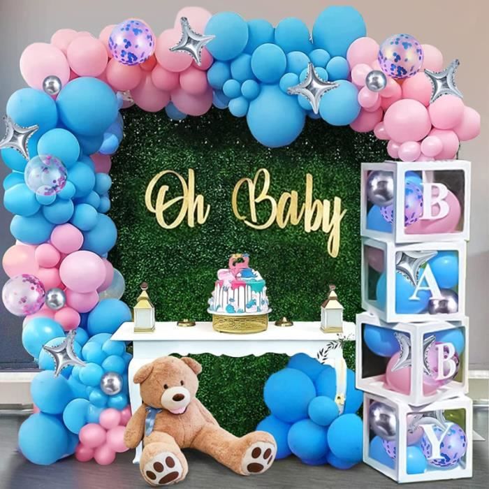 Décorations fête d'anniversaire fête naissance pour garçons filles Boîtes à  ballons de décoration de douche avec baby lettres - Cdiscount Maison